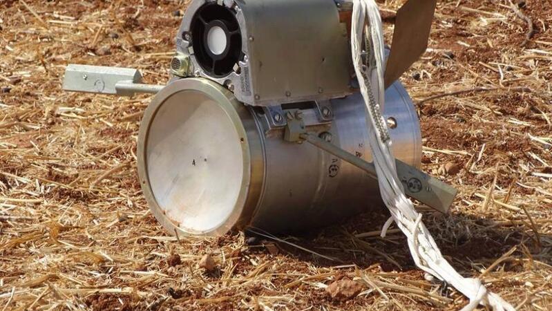 SPBE sensor fuzed submunition in countryside near Kafr Halab, Syria on October 6, 2015.  © 2015 Shaam News Network